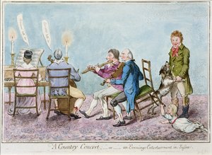 A Country Concert, avagy egy Evenings Entertainment in Sussex, Hannah Humphrey 1798-ban (kézzel színezett rézkarc) alkotó: English School
