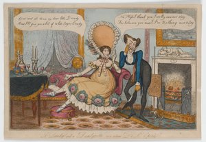 Egy Dandy és egy Dandyzette vagy egy retour De LOpera, 1820 körül (kézzel színezett metszet) alkotó: English School