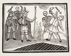 Dialógus egy vak ember és a halál között, illusztráció a Chap-books of the Eightenth Century-ből, John Ashton, pub. 1882 alkotó: English School