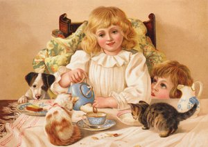 Családi teadélután (chromolitho) alkotó: English School