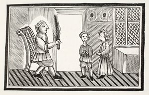 Egy apa és fiai, illusztráció a Chap-books of the Eightenth Century-ből, John Ashton, pub. 1882 alkotó: English School