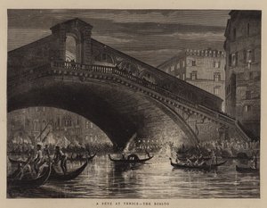 Velencében, a Rialtónál tartott ünnepség (metszet) alkotó: English School