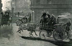 Egy tűzoltóautó tűzvész felé tart alkotó: English School