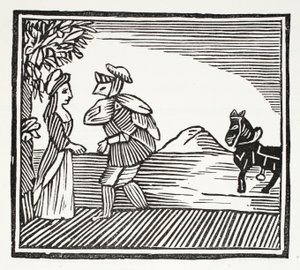 Egy úriember a Mother Bunch-al fog konzultálni, illusztráció a Chap-books of the Eightenth Century-ből, John Ashton, pub. 1882 alkotó: English School