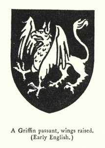 Griffin passant, felemelt szárnyak, korai angol (metszet) alkotó: English School