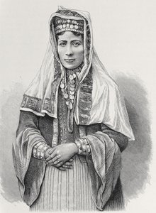 Egy kurd nő, az „Az emberiség története” III. kötetéből, Prof. Friedrich Ratzel, 1898 (metszet) alkotó: English School
