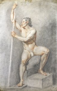 Férfi akt bottal, 1770 körül (színes kréták papíron)