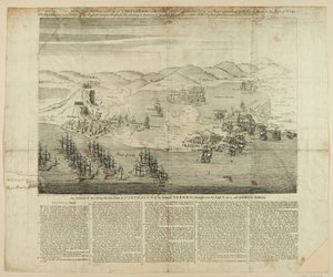 Karthágó városának, kikötőjének és erődjének perspektivikus tervezete 1739-ben, 1741-ben megjelent (vonalmetszet) alkotó: English School