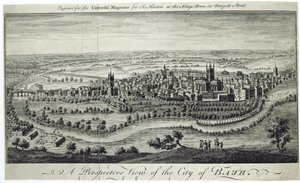 Bath városának perspektivikus képe, a Universal Magazine számára vésve, 1750 körül alkotó: English School
