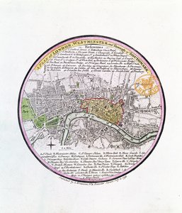 London, Westminster és Southwark város terve, 1793 (kézzel színezett metszet) alkotó: English School