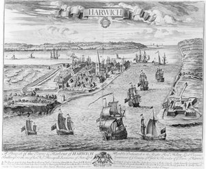 Harwich városának és kikötőjének kilátása alkotó: English School