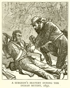 A sebészek bátorsága az indiai lázadás során, 1857 alkotó: English School