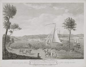 Montego Bay városának és kikötőjének látképe, a jamaicai Szent Jakab plébánián, a Szent Annához vezető útról, a "Spilsbury