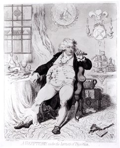 1792-ben megjelent A Voluptuary Under the Horrors of Digestion alkotó: English School