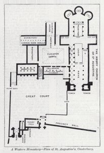 Nyugati kolostor, Szent Ágoston terve, Canterbury (litho) alkotó: English School