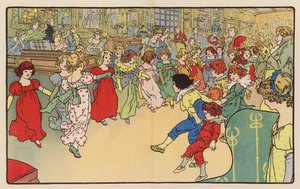 Gyerekzsúr a régi időkben (színes litográfia) alkotó: English School