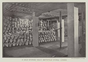 Ein Kühlhaus, Smithfield Stores, London von English School