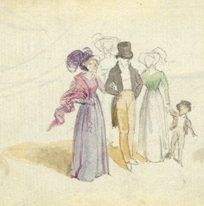 Sétáló család, 1825 körül (wc papíron) alkotó: English School