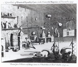 A gyakorlati kémia első bemutatása a Universal Magazine-ban kezdődött 1747 decemberében alkotó: English School