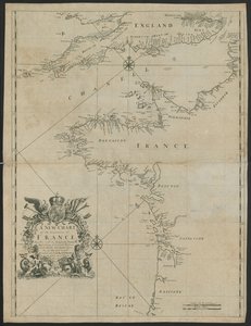 „Franciaország tengeri partjainak új térképe a La Manche csatornával együtt”, 1730 körül (litho) alkotó: English School