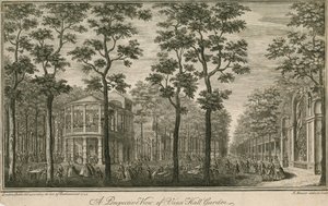 A londoni Vauxhall Gardens perspektivikus képe alkotó: English School