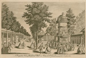 A londoni Vauxhall Gardens-i Grand Walk és a The Orchestra perspektivikus képe alkotó: English School