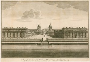A londoni greenwichi királyi kórház perspektivikus képe alkotó: English School