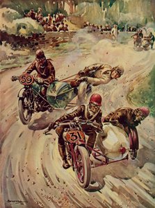 Turista trófeás oldalkocsis verseny (színes litográfia) alkotó: English School