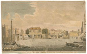 Kilátás az Old London Bridge-re átalakítások előtt, mint 1757-ben alkotó: English School