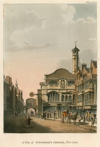 Kilátás a St Dunstans templomra, a Fleet Streetre, Londonban alkotó: English School