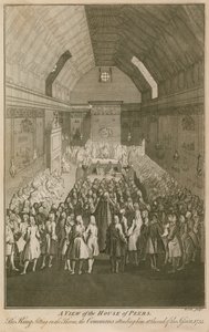 Kilátás a Kortársak Házára, a trónon ülő királyra alkotó: English School