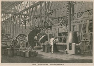 Látogatás a Penns Marine Engine Factory-ban, Greenwichben, Londonban; Lapáttengely forgatása gőzhajóhoz alkotó: English School