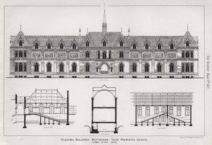 Akadémiai épületek, Nottingham, Third Premiated Design (metszet) alkotó: English School