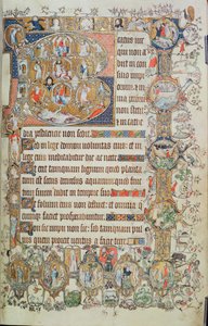 Adja hozzá a 39810 f.7r történelmi „B” kezdőbetűt Jesse-fával és kilenc gyűrűvel, a St. Omer Zsoltárból, 1330-40 körül (vellum) alkotó: English School