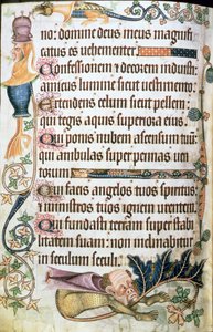 Adja hozzá a 42130 f.182v 103. zsoltárt groteszkekkel, a „Luttrell Zsoltárból”, 1325-35 körül (vellum) alkotó: English School