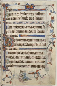 Hozzáadás. 42130, f.63 Hölgy a WC-nél, illusztráció a „The Luttrell Zsoltárból”, 1321-35 körül (vellum) alkotó: English School