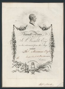 Belépőjegy vacsorára, John Kembles búcsúja alkalmából, 1819
