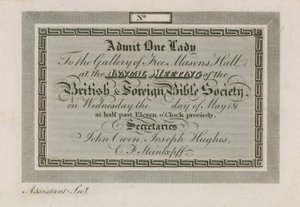 Belépőjegy az éves Külföldi Biblia Társaságba a Freemasons Hallban alkotó: English School