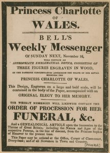 A Bells Weekly Messenger hirdetése 1817. november 16-án, vasárnap alkotó: English School