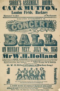 Nagy etióp koncert és bál hirdetése, 1850. július 8., Sobees Assembly Rooms alkotó: English School