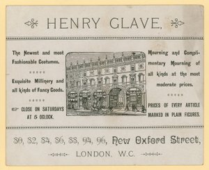 Henry Glave hirdetése, New Oxford Street, London alkotó: English School
