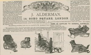 J Alderman, rokkantkocsik gyártójának hirdetése (metszet) alkotó: English School