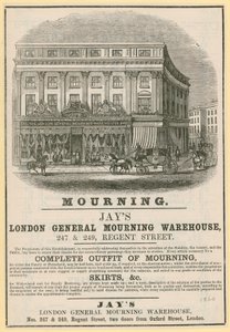 Reklám: Jays, London General Mourning Warehouse, 247 & 249 Regent Street, London alkotó: English School