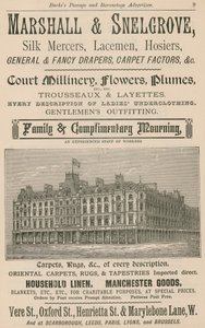 Marshall & Snelgrove, Silk Mercers, Lacemen, Hosiers hirdetése alkotó: English School