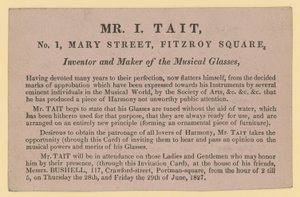 Mr I Tait, a zenei szemüveg feltalálója és gyártója hirdetése alkotó: English School