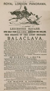 A Royal London Panorama hirdetése a Balaclava-i Light Brigade rohamával alkotó: English School