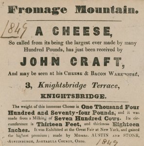 A Fromage Mountain néven ismert sajt kiállításának hirdetése alkotó: English School