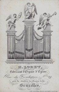 H Loret, templomi orgonakészítő hirdetése, Brüsszel, Belgium (litho) alkotó: English School