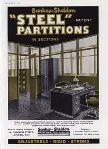 A Sankey-Sheldon acél válaszfalak hirdetése, 1937 alkotó: English School