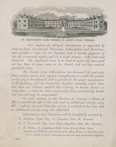 A St Marylebone Alms Houses hirdetése alkotó: English School